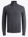 Jack and Jones Emil Knit Half Zip Dark Grey Melange