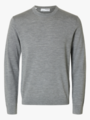 Selected Homme Tray Long Sleeve Knit Merino Crew Neck Medium Grey Melange